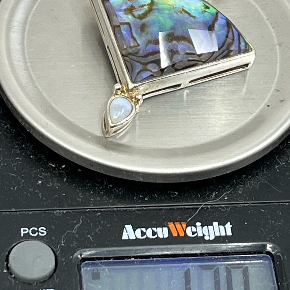 ✨ Abalone Shell & Gemstone Pendant – Sterling Silver Vintage Design - Picture 17 of 17